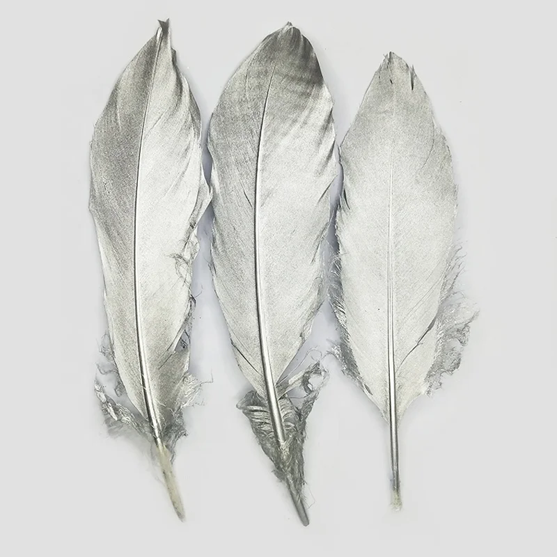 6.8-8.8 Inch(17-22 cm) Wholesale DIY Golden Tipped Goose Feathers With Crimp hat for Hat Decorations