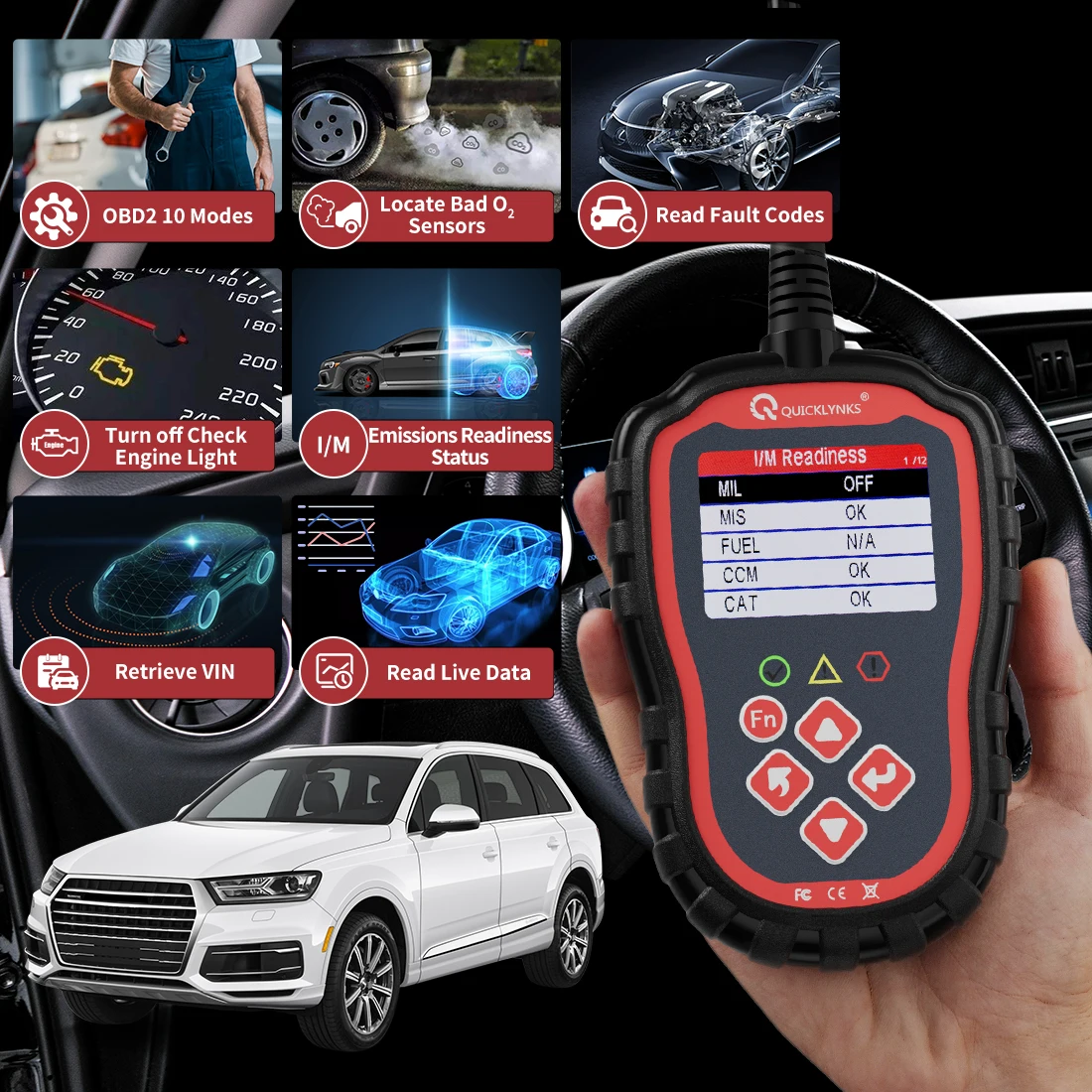 Новый автомобильный диагностический инструмент сканер двигателя OBD2 высококачественный Многофункциональный для всех автомобилей Quicklynks T41