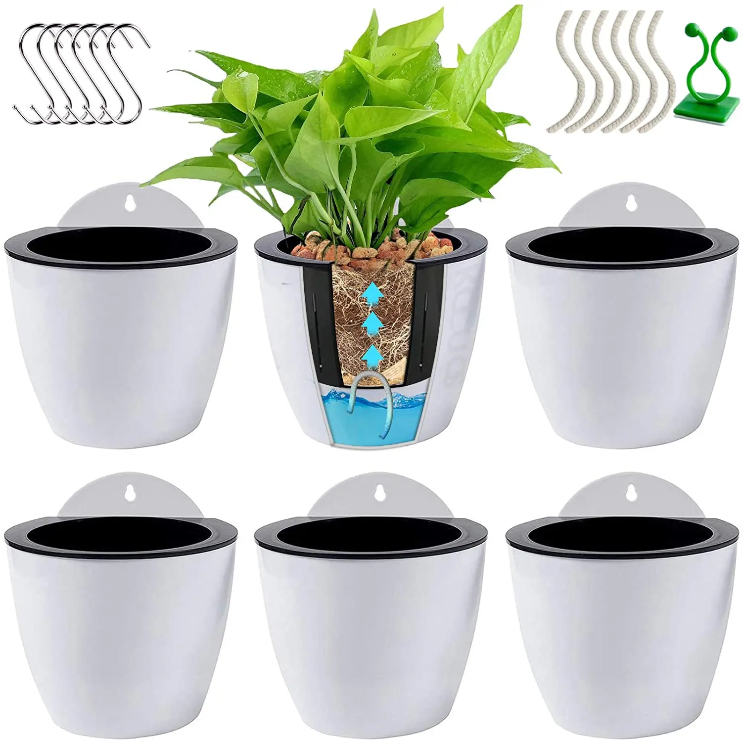 Самополивающиеся подвесные кастрюли YICAI ленивые цветочные горшки подвесной горшок для растений настенные пластиковые