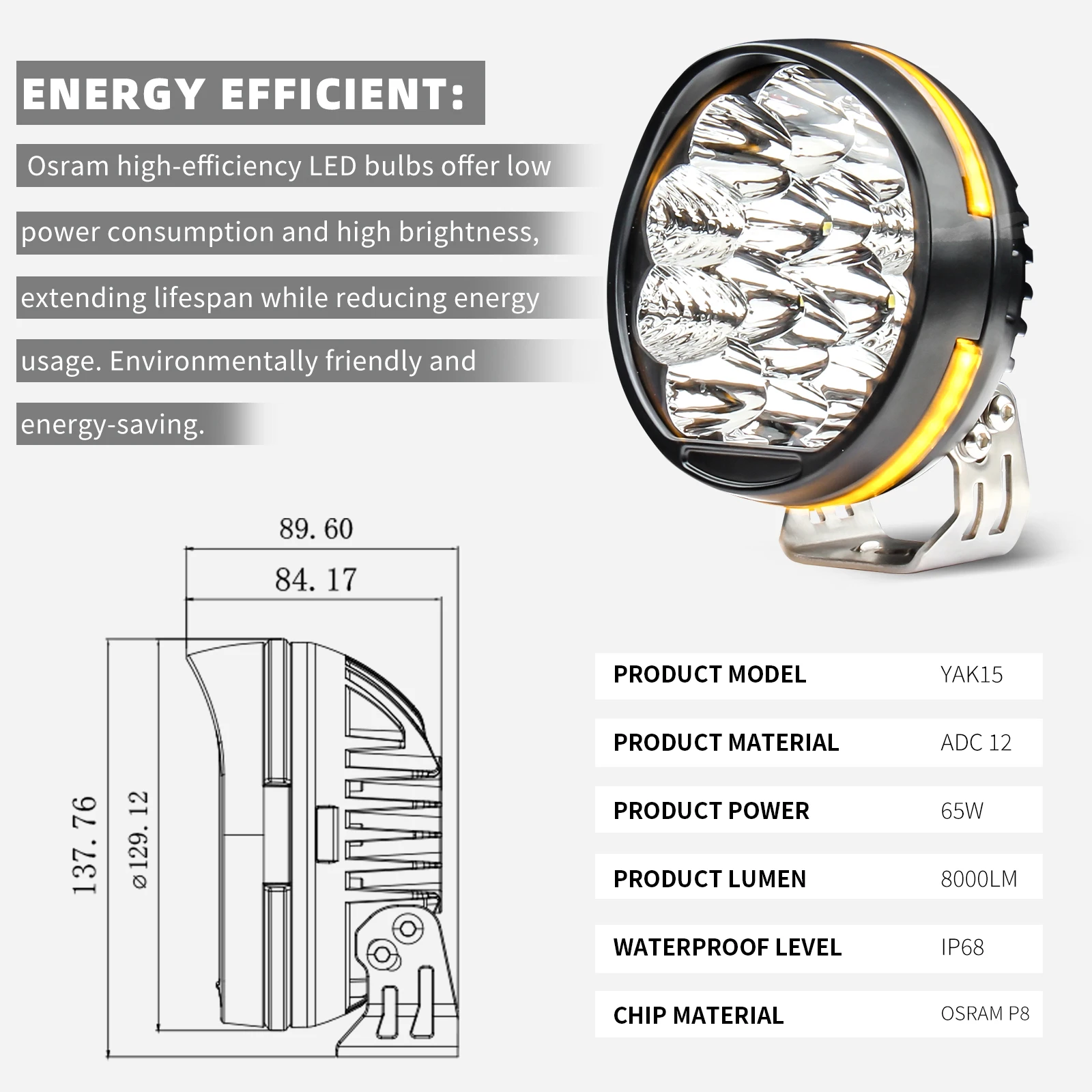 Good quality aluminum alloy IP68 white light 54W auxiliary truck lamp SUV UTV car headlight led light
