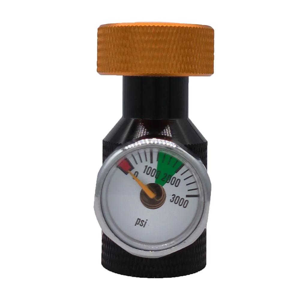 CO2 Cylinder Refill Adapter ConnectorG1/2-14 ASA 3000psi Pressure Gauge Black