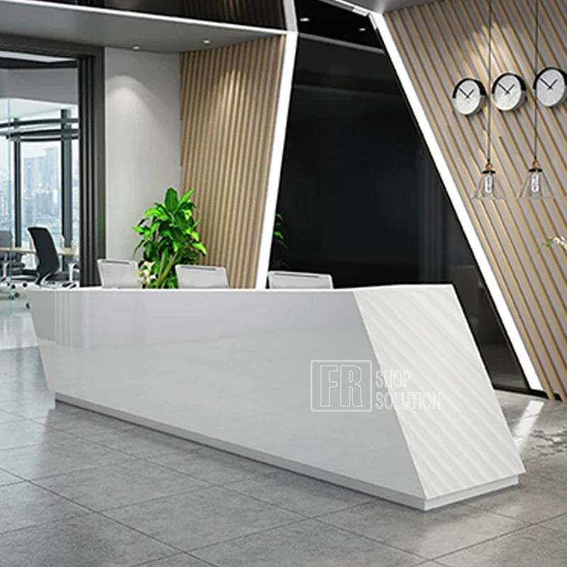 Restaurant Checkout Counters Front Desk White Shop Reception Table Counter for Sale