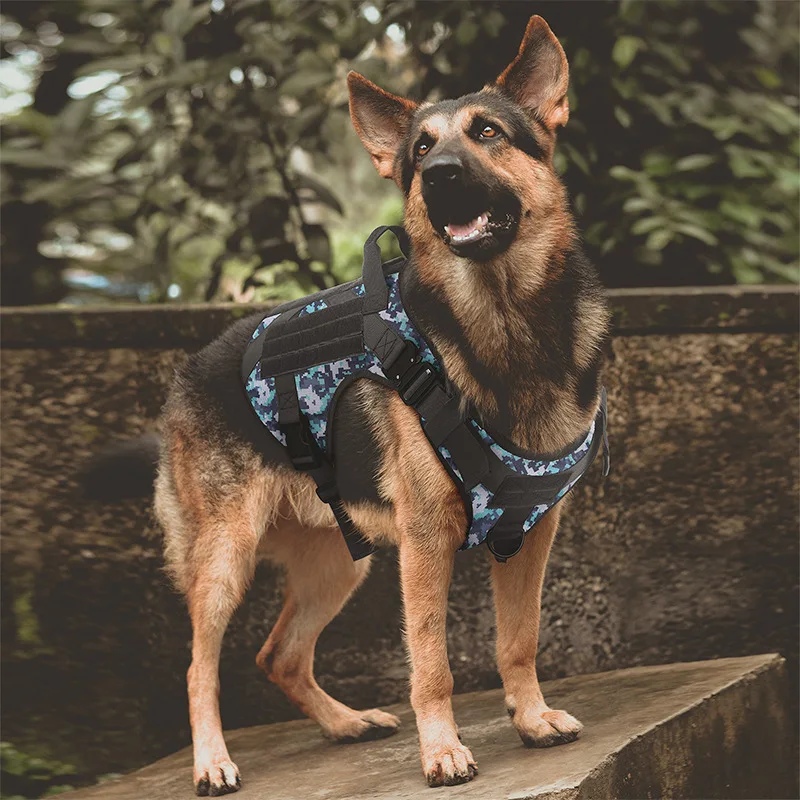 High Quality Tactical Dog Harness with Metal Buckle Hook and Loop Panel Working Dog MOLLE Vest Factory Wholesale