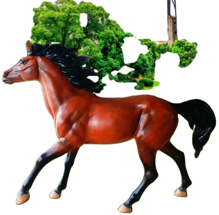 Art work life size fiberglass resin garden running horse sculpture for park garden