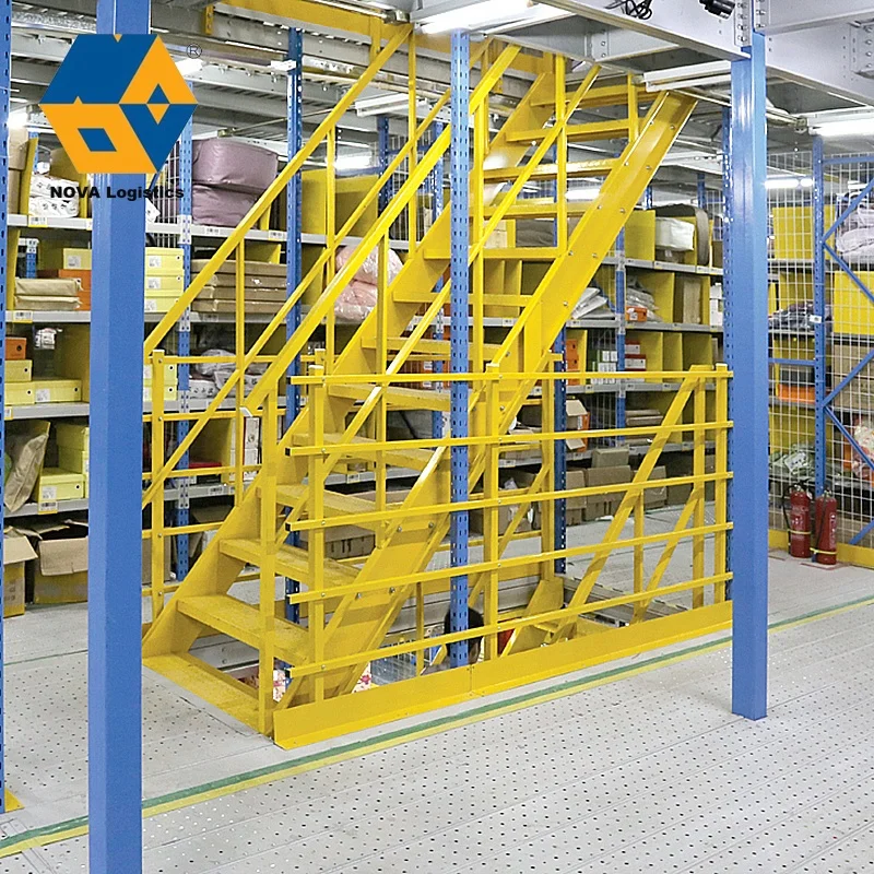 NOVA Industrial Prefabricated Warehouse Racking, Multi-level Steel Grating Loft Shelf Steel Mezzanine Platform