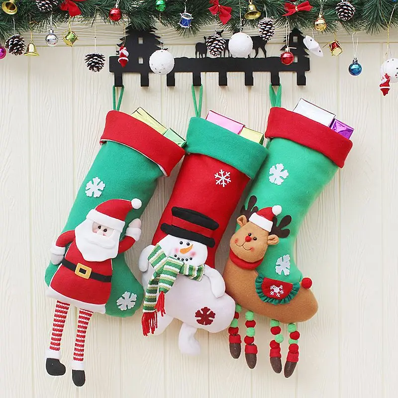Large Christmas Cartoon Socks Santa Claus Snowman Gift Bags Christmas Socks Decorations For Home Christmas Gift Sock