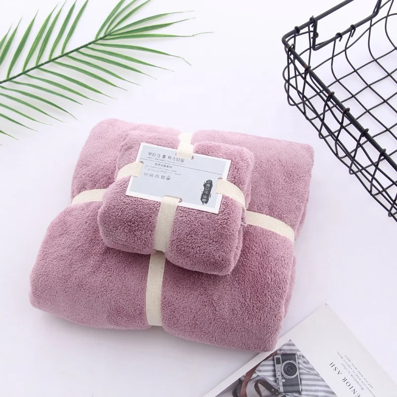 Wholesale Hotel Custom Logo Large Microfiber Coral Fleece Beach Shower Cloth Bath Towel Sets In Bulk