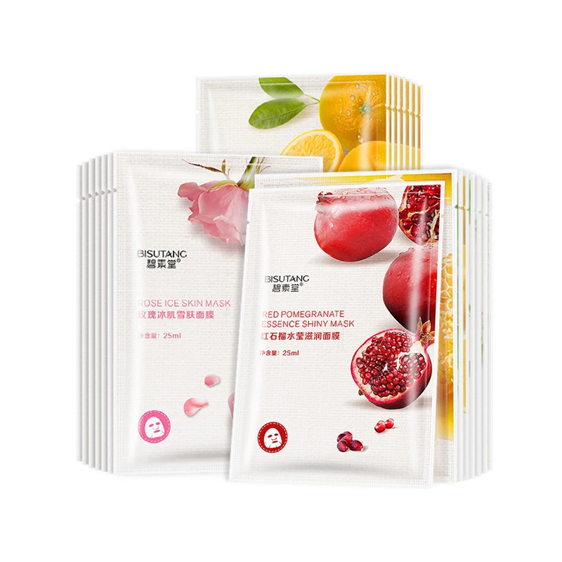 Bisutang Bamboo Rice Green Tea Honey Rose Aloe Fresh Orange Red Pomegranate Fruit Combination Facial Mask