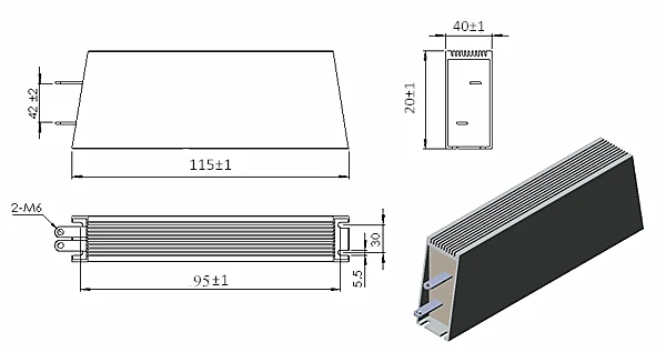 RXLG 1500 Вт Ом Тормозной резистор для лифта проволочный в алюминиевом корпусе Силовой Резистор