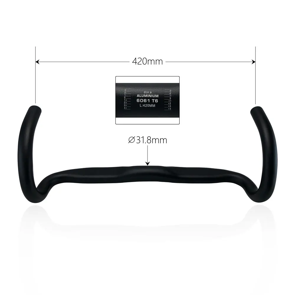 OEM/ODM New Design Aluminum Alloy Aero Road bike Handle bar 31.8*420mm Bent Road Bike Bicycle Handlebar