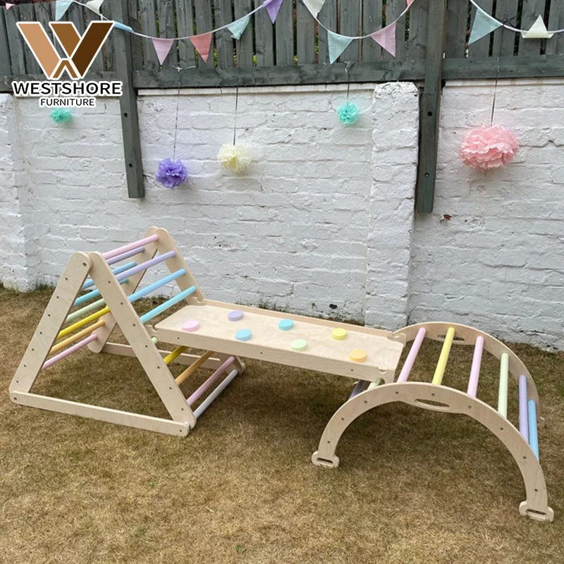 Wooden Montessori Climbing Triangle For Toddlers Pickler Triangle Foldable Kids Pickler Triangle Climbing Frame With Baby Ladder