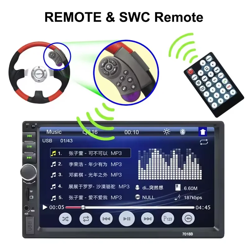 Car MP5 Play Touch Screen 7inch Support Mirror Link 7 Pulgadas Autoradio Estereo 7043B Digital Display Bluetooth Multimedia