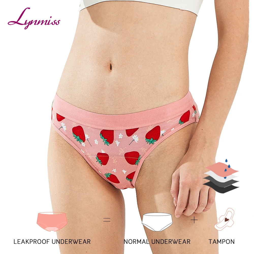 Teen Girls Pink Customizable Colorful 4 Layers Leak Proof Period Panties Menstrual Underwear