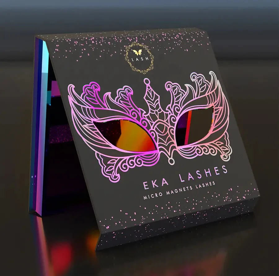 Real mink eyelash strips custom box magnetic natural colorful lash foil stamping mask eye lashes box storage packaging