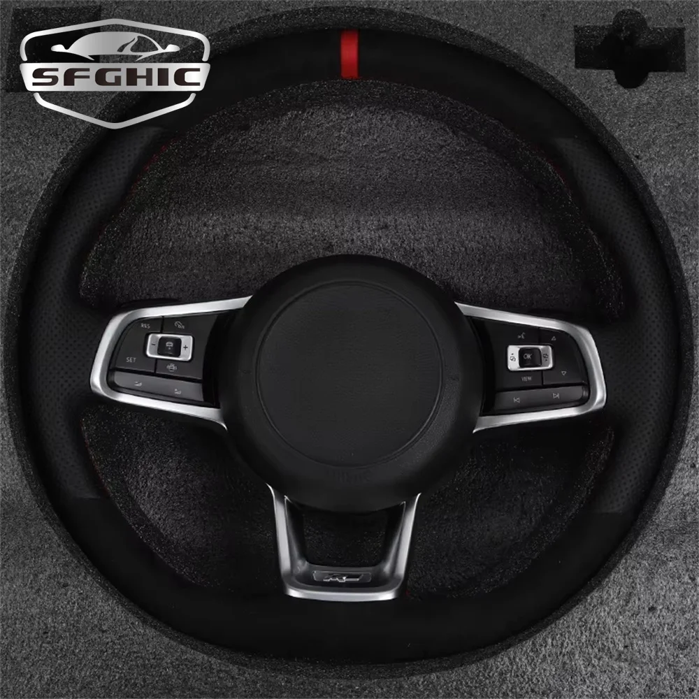 Кожаное рулевое колесо Alcantara R Line Volante для Volkswagen VW Polo Golf MK7.5 MK6 MK7 MK8 Jetta Passat CC B6 B7 B8