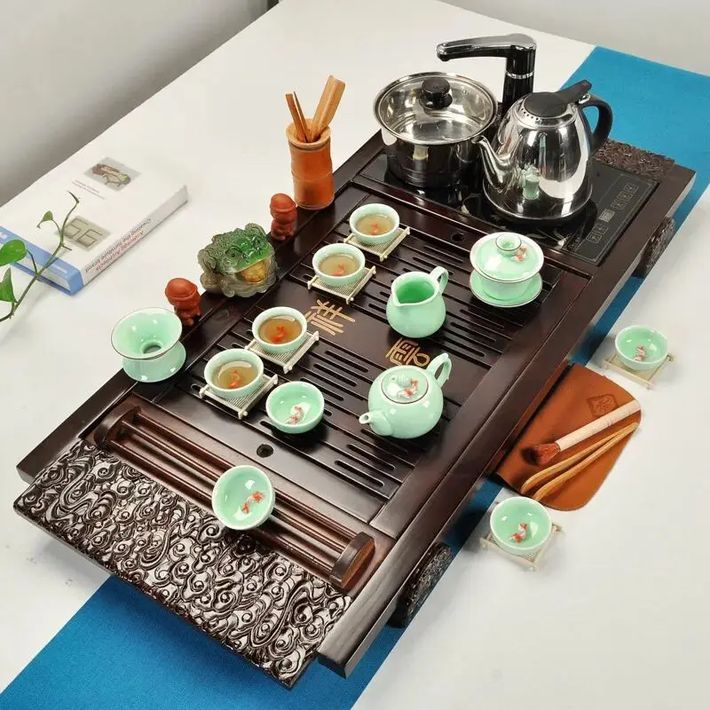 Классический деревянный китайский чайный столик Gongfu 100% популярный поднос с