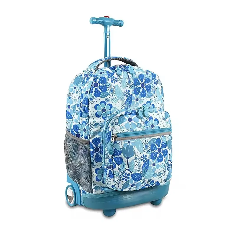 Cartoon Kids Trolley Bag Wheeled Bookbag Children School Rolling Backpack with Wheels for Girls and Boys