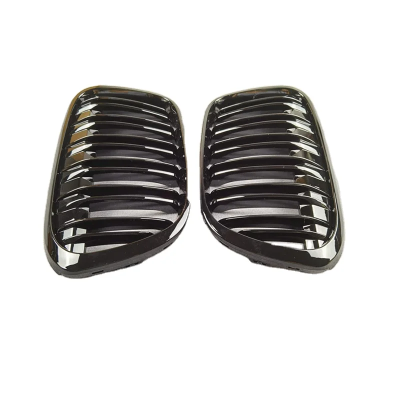 Пара F48 двойная планка линии автомобиля решетка сетки для BMW X1 F49 2016-2019 глянцевая черная передная решетка