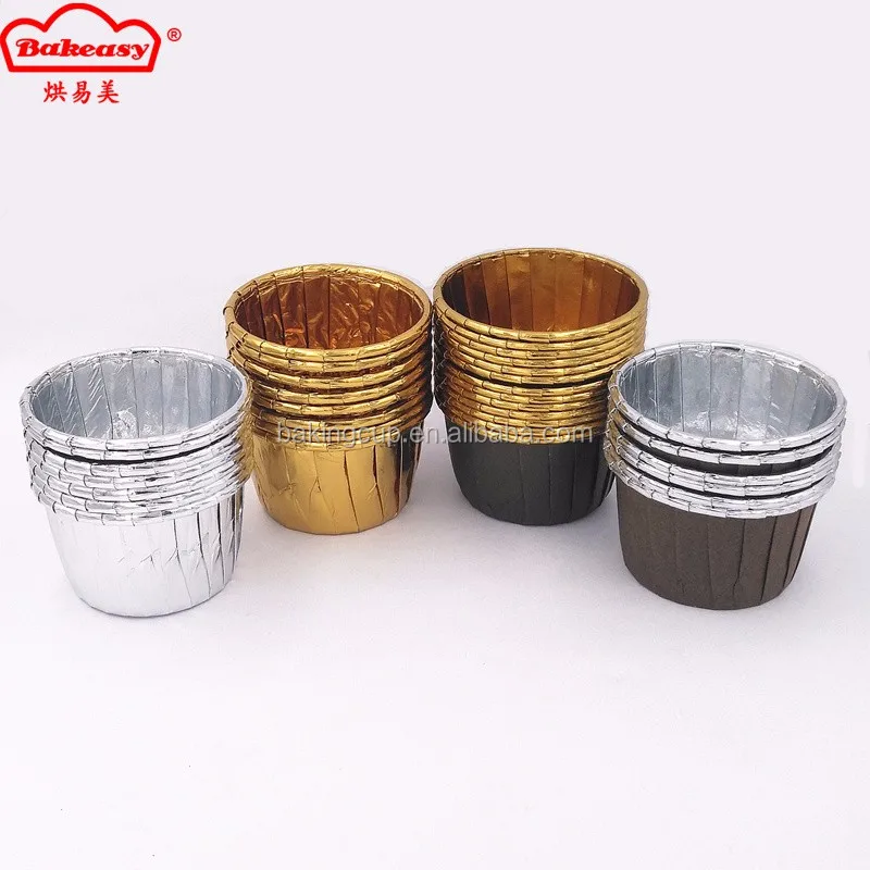 gold aluminum foil cupcake liner cupcake liners disposable cupcake holder paper baking cups 5cm Base 3.8cm Height