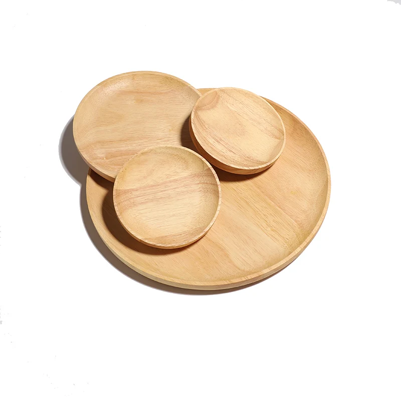 Wood Dinner Plates Round Oak Wood Serving Tray Used as Charcuterie Boards Cheese Fruit Salad Platter Bread Plate