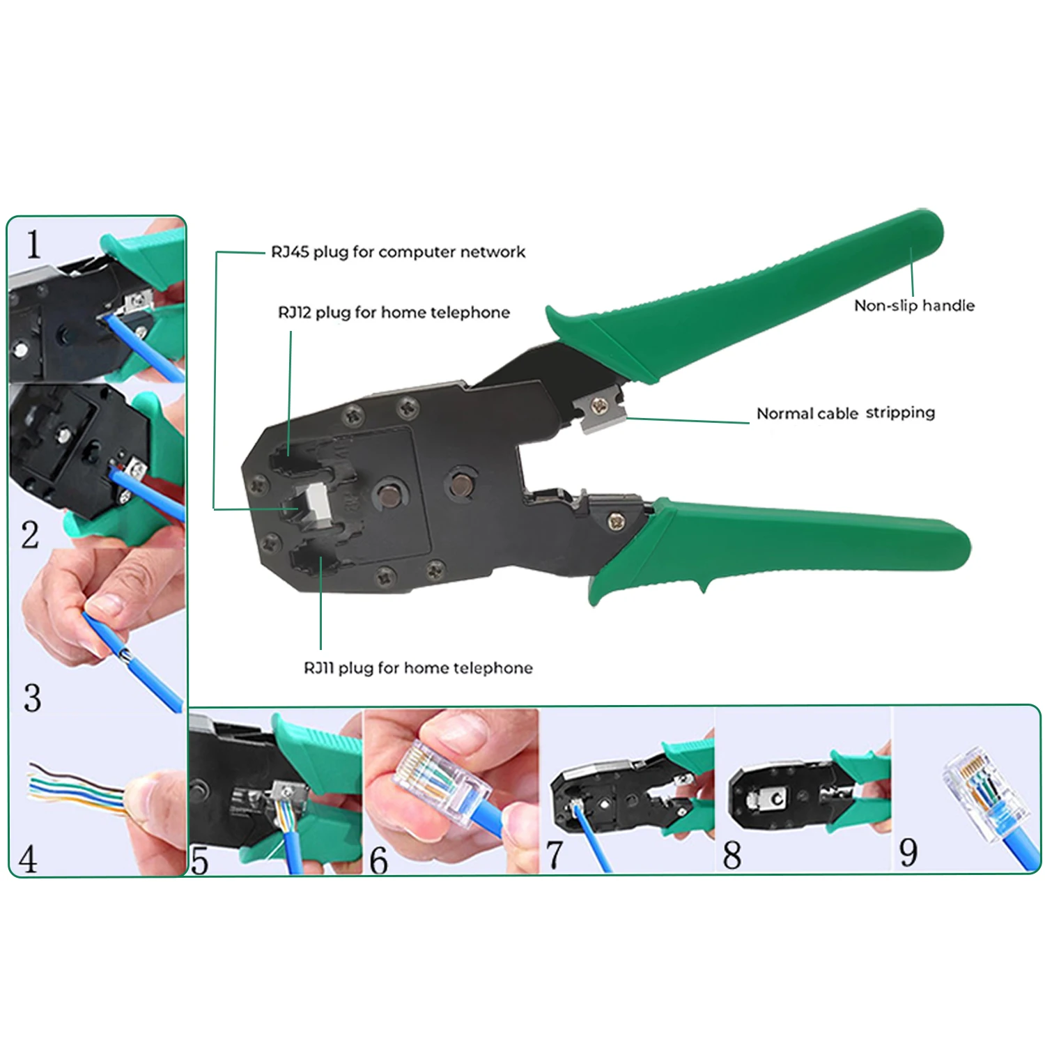 RJ45 Network Cable Tester RJ45 Crimp Tool Kit CAT5 CAT5e   CAT6 Crimping Tool Kit Ethernet Crimper for RJ11/RJ12/RJ45