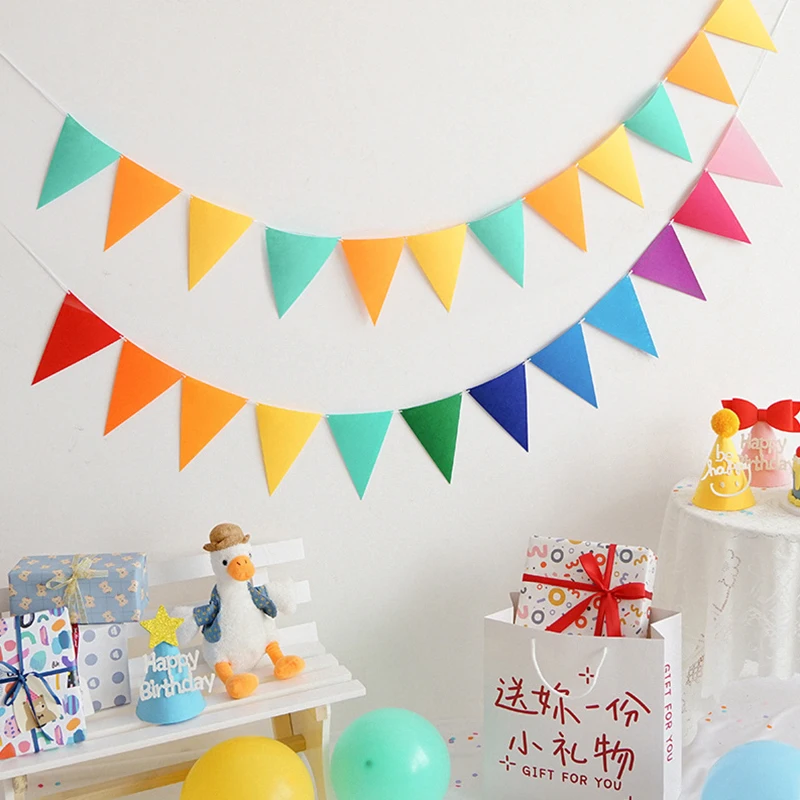 4M Colorful Flags Pennant Birthday Bunting Banners Wall Hanging Wedding Hanging Banner Party Garland