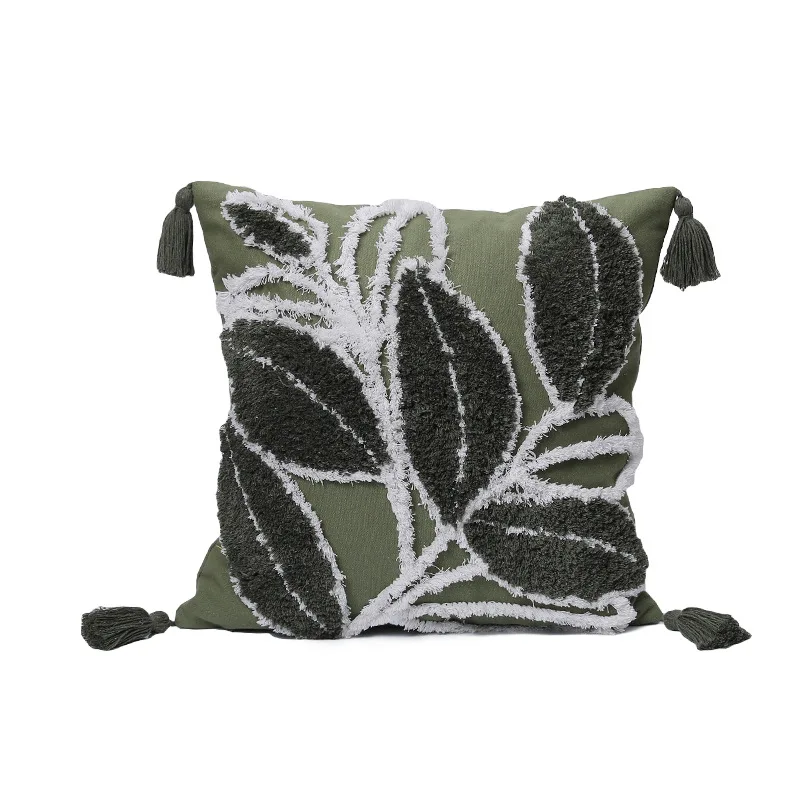 Boho Throw Pillow Cover High Density Tufted Cushion Cover Home Decorative Floral Geometric Sofa Pillowcases With Pom Pom