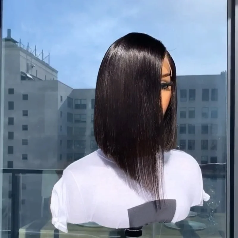 Good Looking 10 Inch 12 Inch Bob Short Brazilian 100% Human Hair Full lace Wig With Bangs