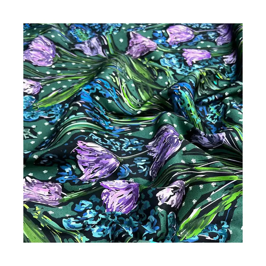 Wholesale floral printed 100% silk twill fabric dress fabric for silk satin dress styles silk fabrics textiles