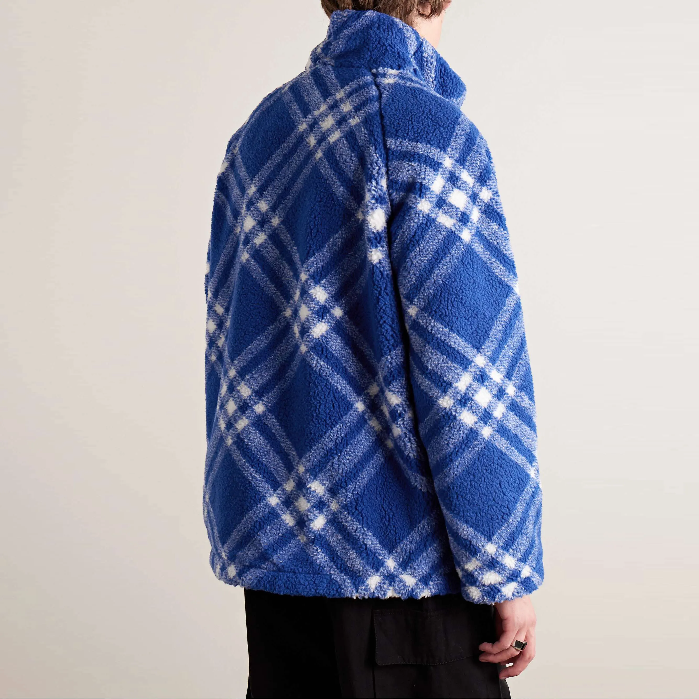 Unisex Streetwear Custom Embroidery Logo Patchwork Jacket Heavyweight Zip Up Winter Fleece Jacket Men