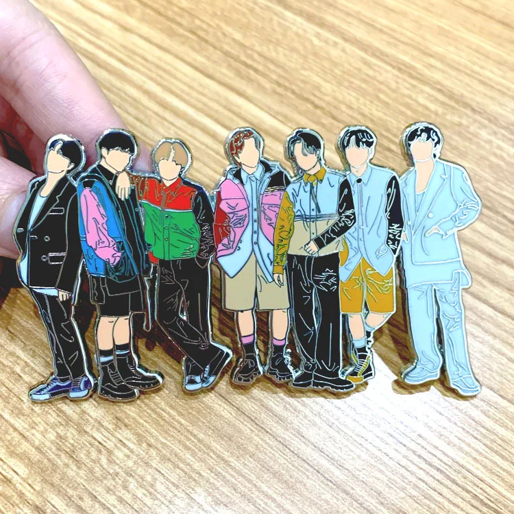 Custom gold bt21 nickel kpop hard enamel pin custom cartoon brooch metal badges pins