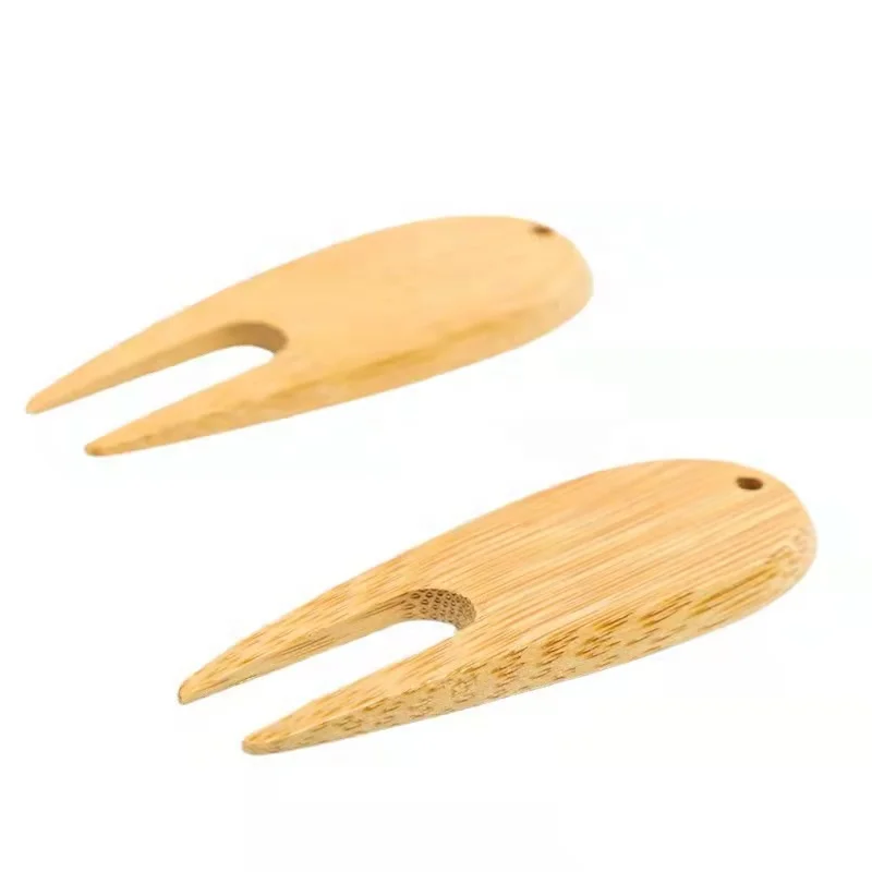 Заводской логотип на заказ от производителя Бамбуковая зеленая вилка для гольфа инструменты ремонта биоразлагаемые