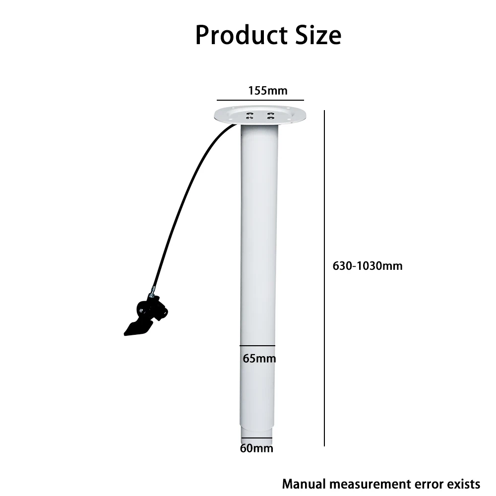 Indoor Furniture Accessories White Aluminum Pneumatic Column Adjustable Height 76mm Round Pipe Metal Table Legs