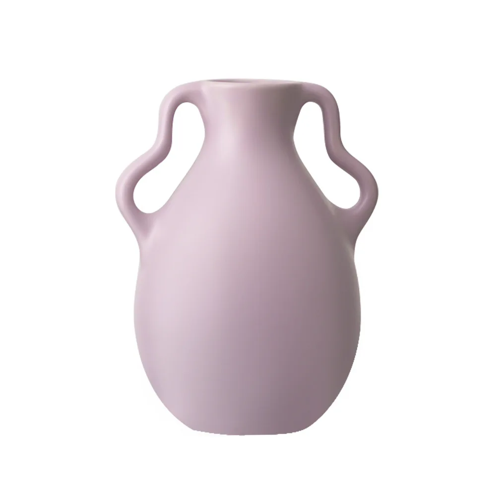 Simple butterfly handle ceramic vase For Home Decoration