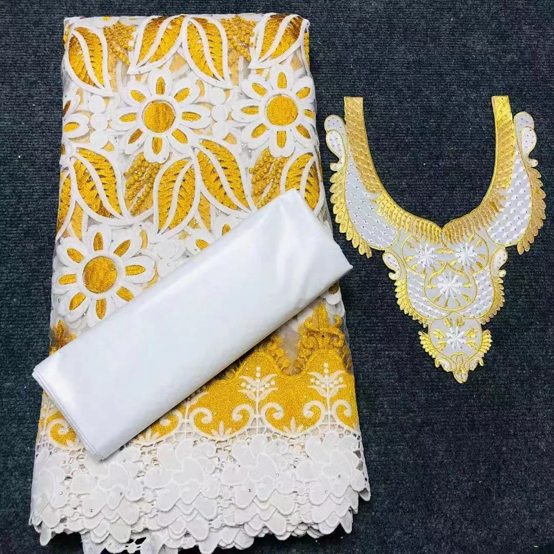 2.5+2.5 Yards Bazin Riche Fabric With 100% Cotton Embroidered Dry Lace 2020 Hot Selling Guipure Swiss Voile In Switzerland