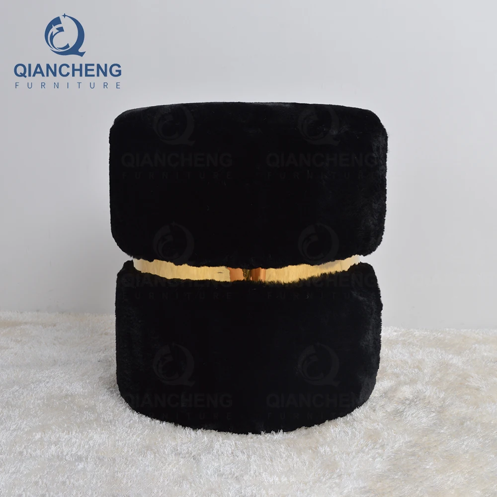 Brand new high quality round footstool made of cotton fabric cover wooden footrest pedicure circular bench