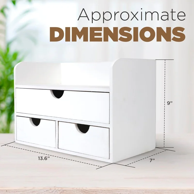 Custom Made Wooden Bamboo Vintage Desk Organizer Boxes Wood Desktop Storage Racks With Three Drawers For Neatening Home Supplies