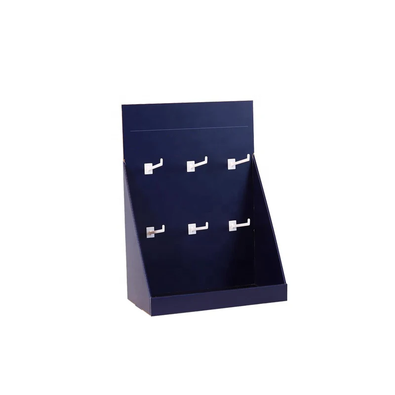 Custom Logo Acrylic Cardboard Countertop Display Box For Retail Store Corrugated Paper With Hanging Hooks