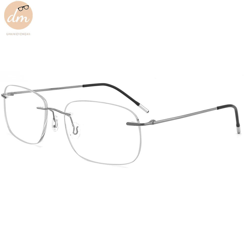 DM6441 Oversized Men Women Weight Light Thin Temple Rimless Pure Titanium Eyeglasses Frame Eyewear