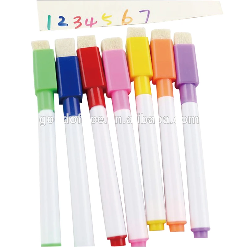 High quality 11*1cm black ink whiteboard marker pen with Hair brush