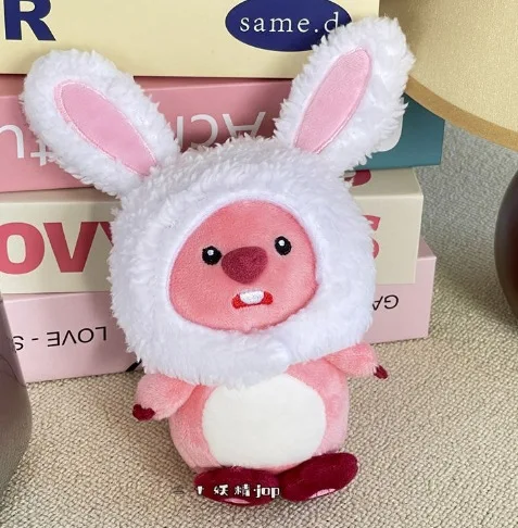 Cute Beaver Doll Plush Keychain Pendant Pink Plush Keychain