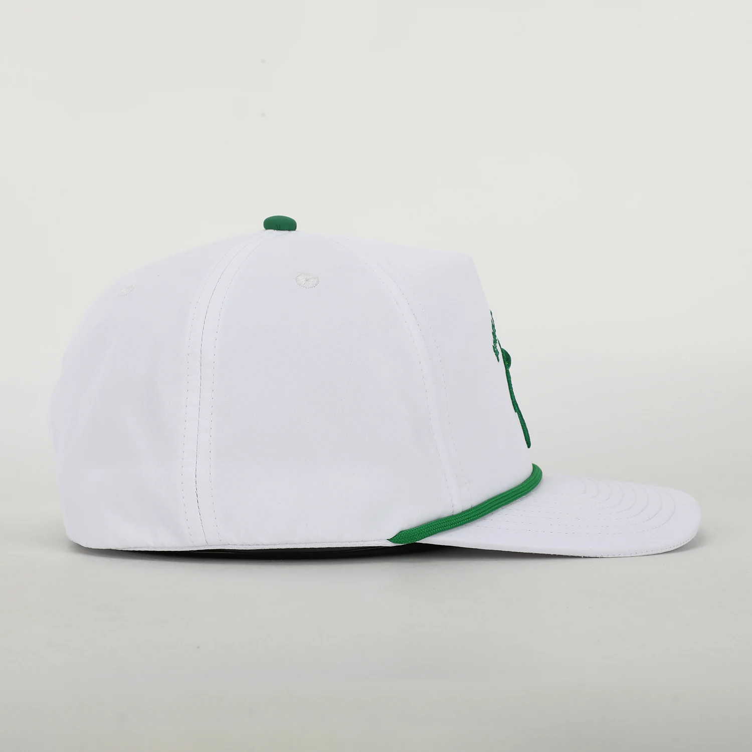 Custom 5 Panel Embroidery Logo Rope Baseball Cap,Sport Running Dad Gorras,100% Polyester Unstructured Quick Dry White Golf Hat