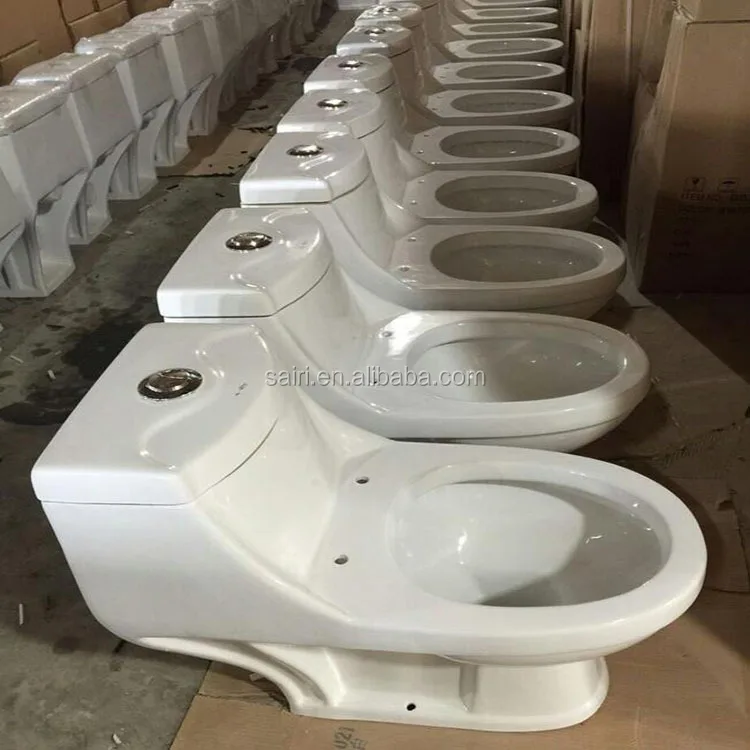 SAIRI Elongated Front 1-Piece Toilet, 3,8 L/6 L, White washdown bathroom toilet seat for UAE Middle East market