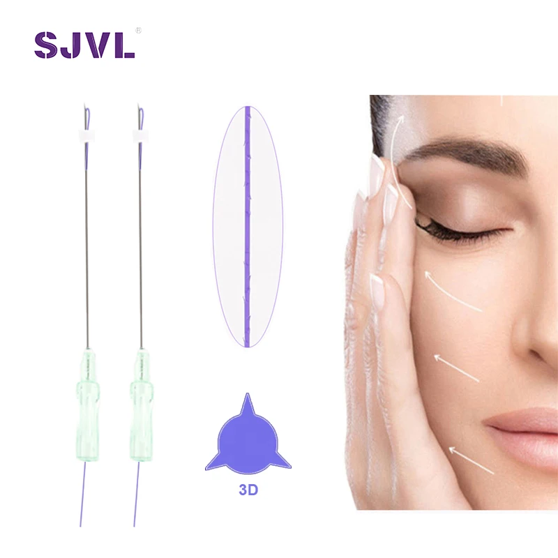 Factory Direct CE Approved 23G 60mm Barbed 3D Lifting Pdo Thread/ Thread Lift Cog 3d Pdo For Facelifting