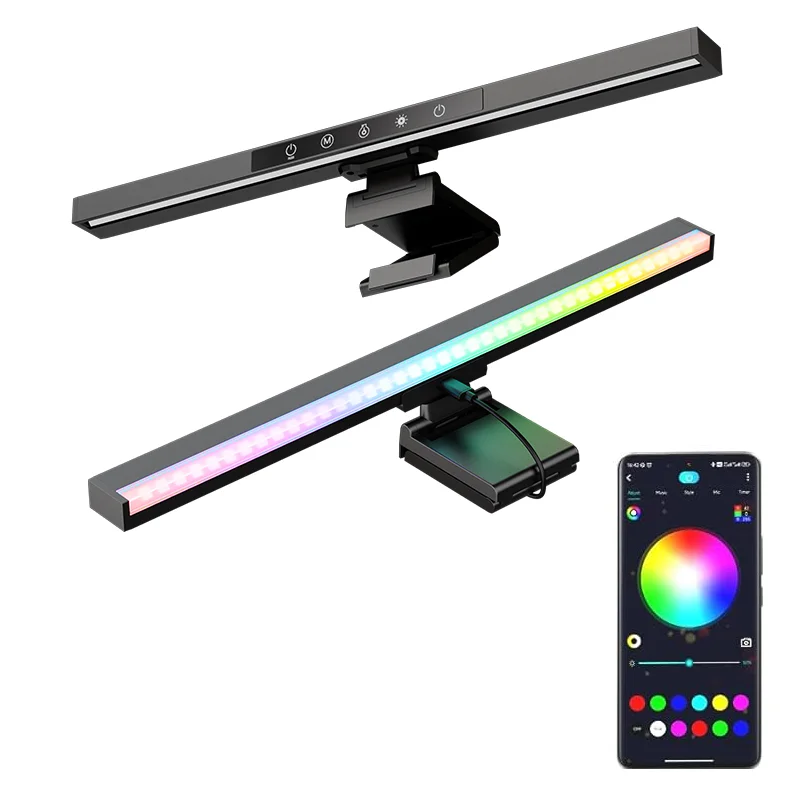 Monitor Light Bar with RGB Backlight LED Computer Night Light with Eye Caring Dual Light PC Desk Lamps for Home/Office/Gaming