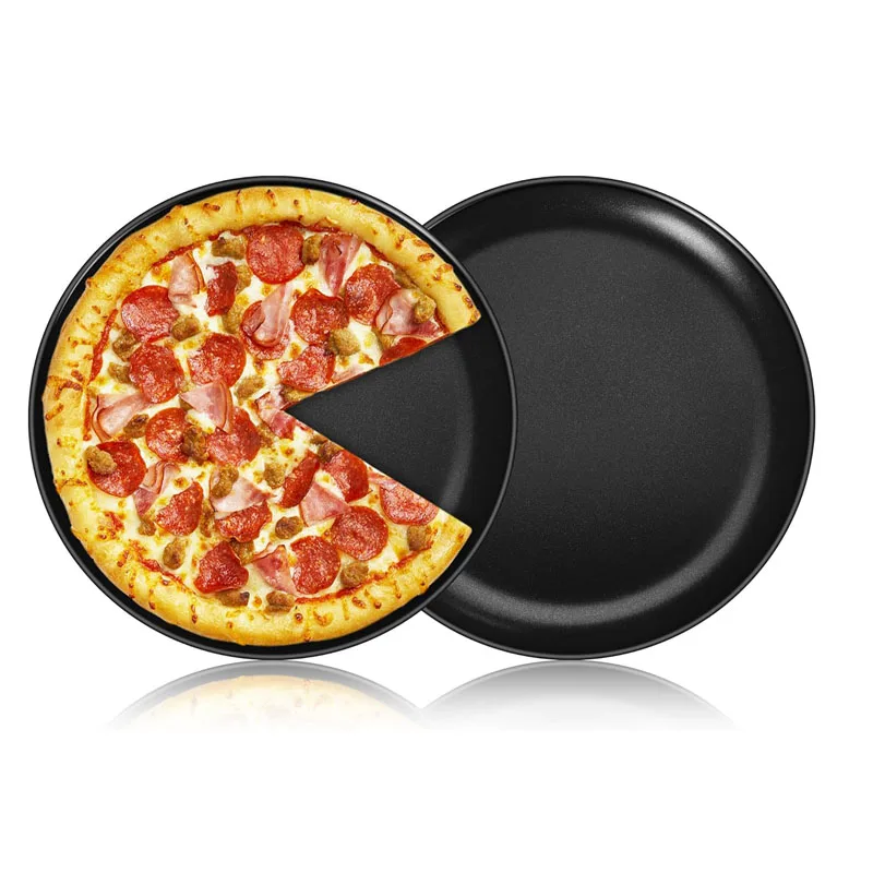 Non Stick  Heat Resistance 10 Inch Pizza baking Oven Tray Carbon Steel Black Round Pizza Pan for Oven