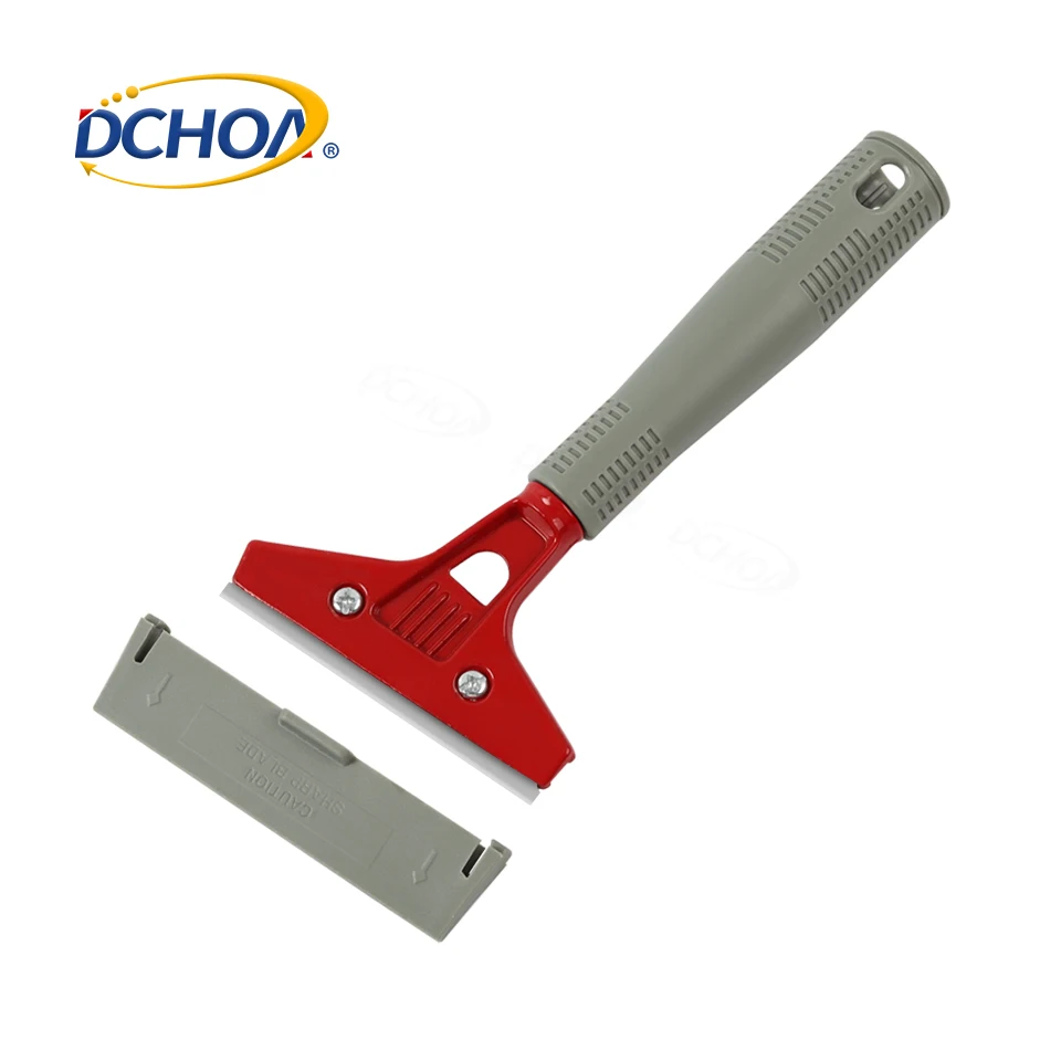 DCHOA 4'  Plastic Handle Cleaning Scraper Steel Blade Replacement vinyl squeegee