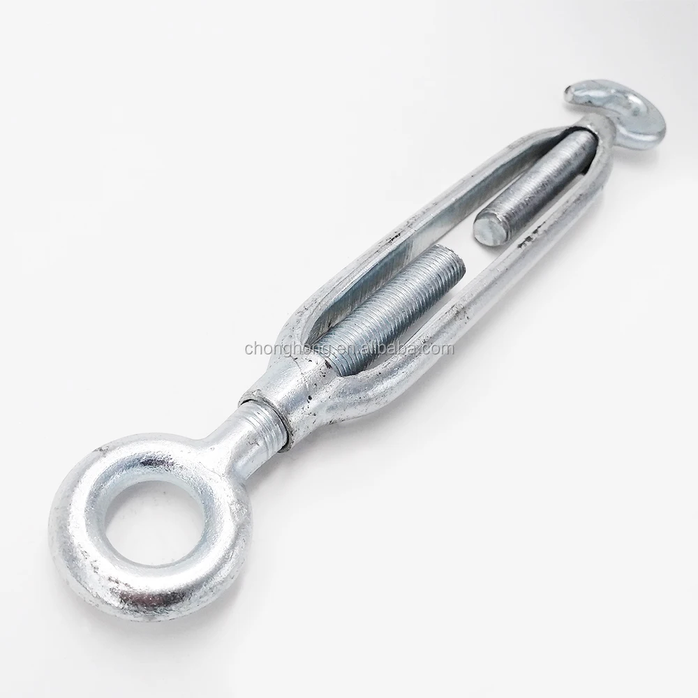 M12 JIS Turnbuckle Galvanized Open Body Turnbuckle Hook and Eye Commercial Wire Rope Turnbuckle