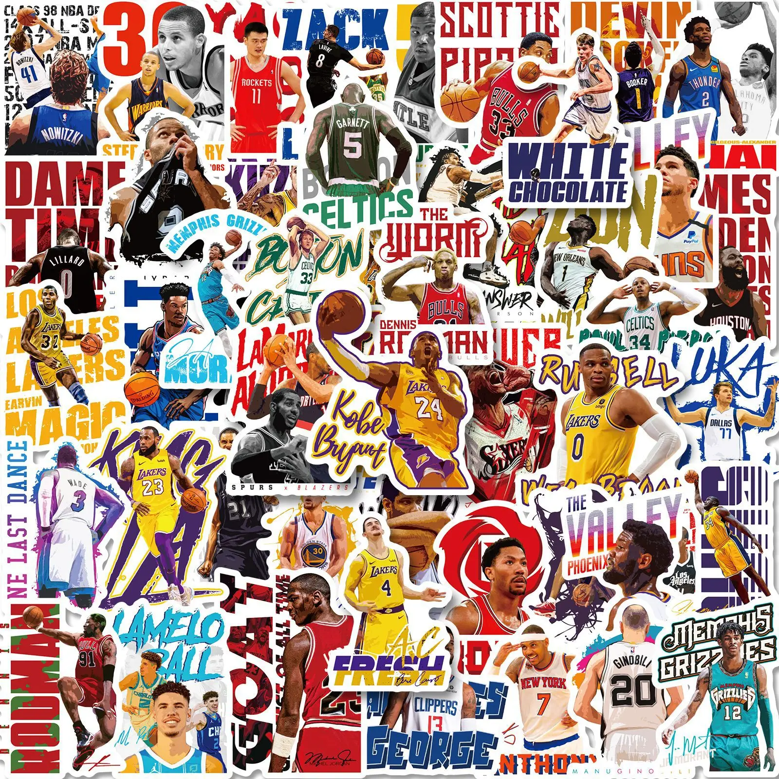Multi-series 50pcs sport nba basket ball Team cool deco waterproof phone case car bicycle luggage table macbook suitcase sticker