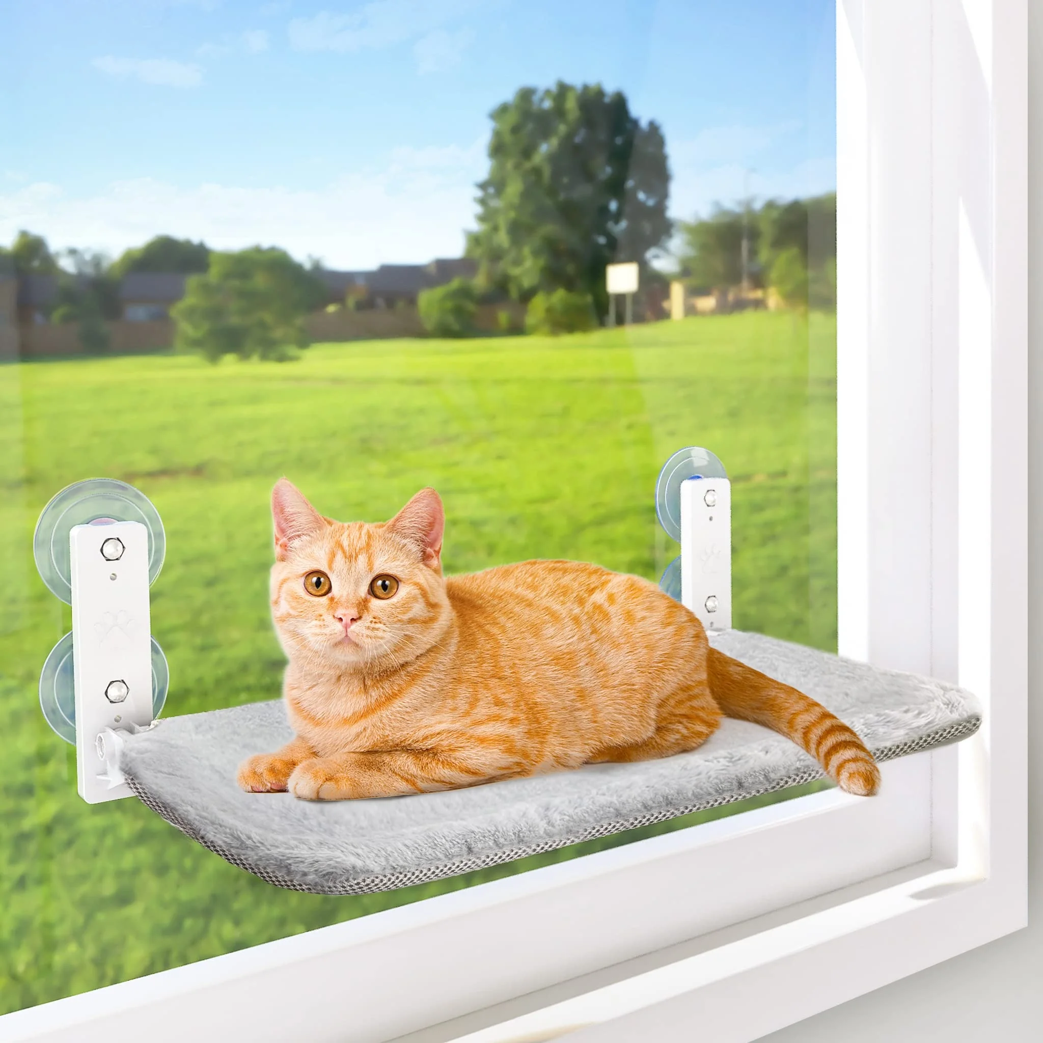 2024 New Cordless Cat Window Perch cat wall hammock Metal Frame Foldable pet beds hanging hammock for cats